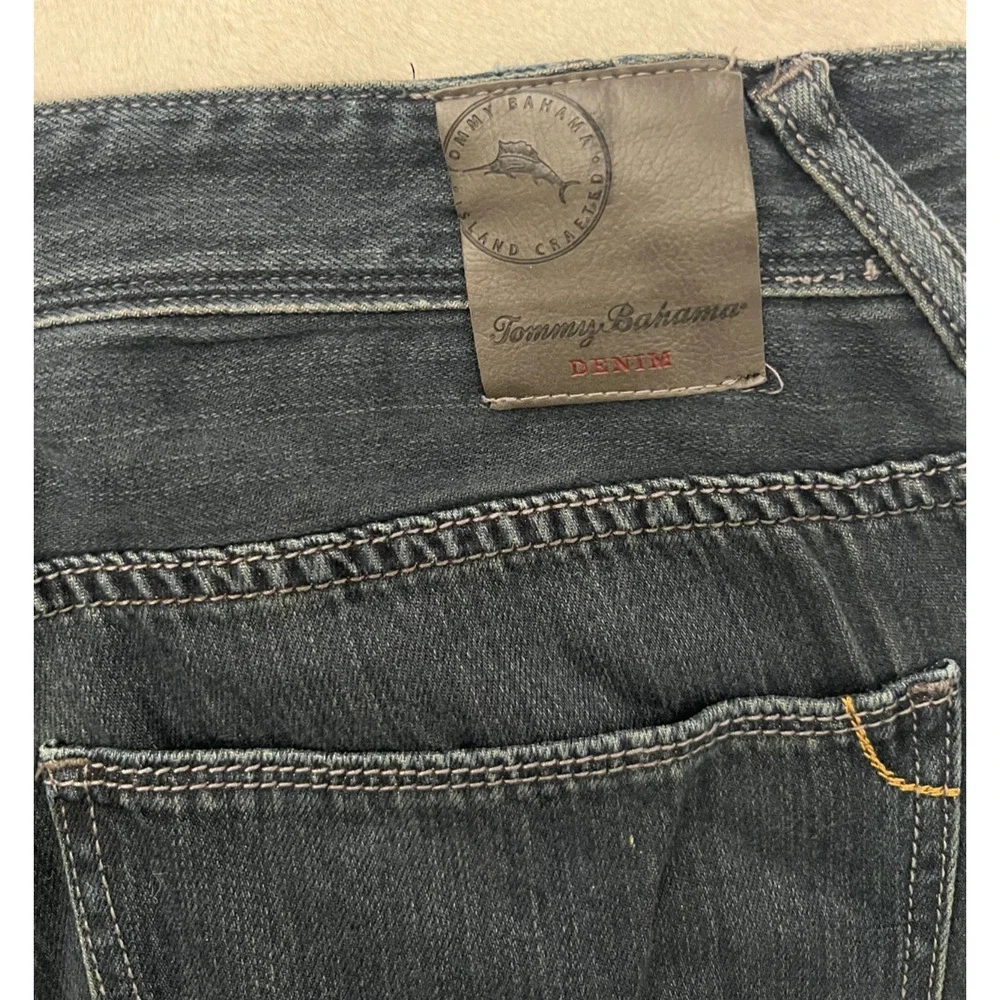 Tommy Bahama Relaxed Mens Jeans 38x27 Dark Wash Blue Stretch Straight Leg Denim